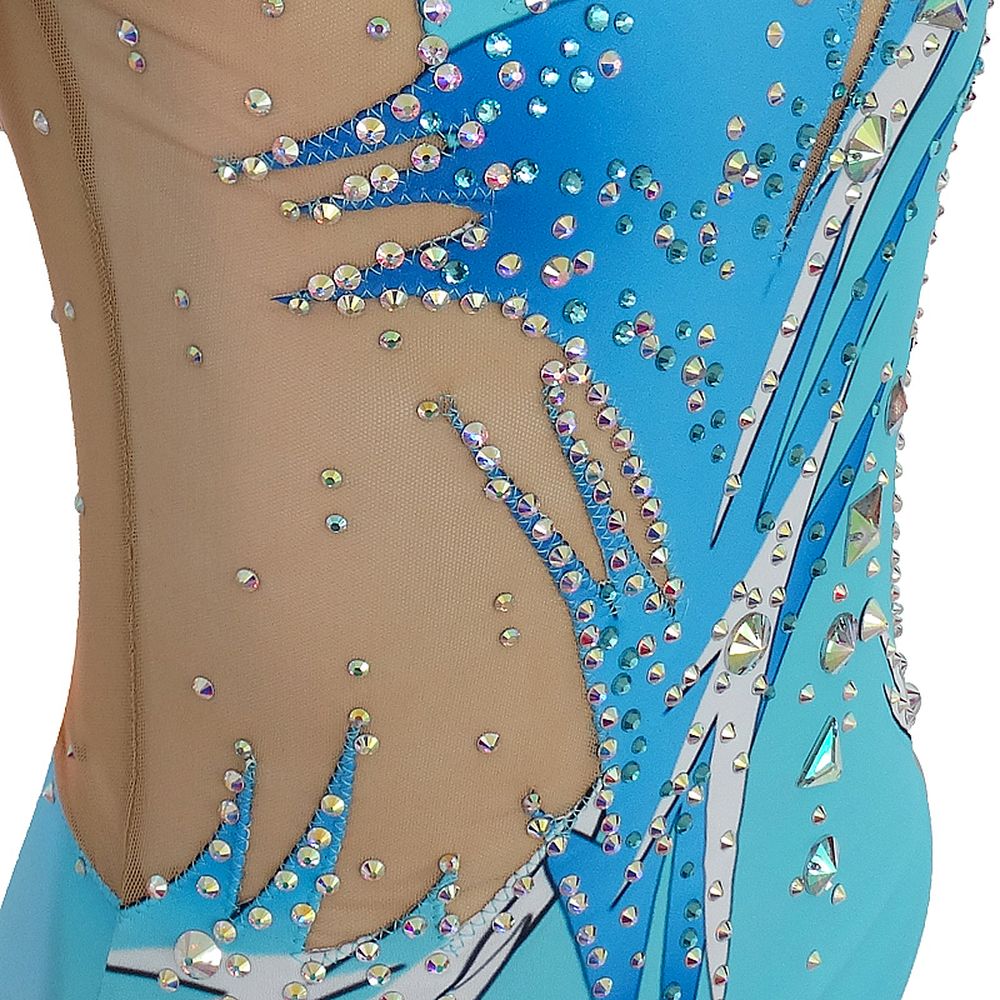 LUHUO Synchronized Swimsuit Girls' Kids High Cut Spandex AcroLeotards Handmade Competition Dance Skating Dress Gymnastics