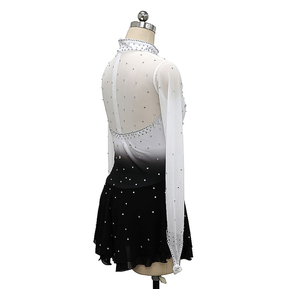 Ice Skating Dress Women's Girls' Ice Skating Dress Purple White Gradient Color Mesh Spandex High Elasticity Practice Competition Skating Wear Crystal / Rhinestone Long Sleeve Ice Skating Winter