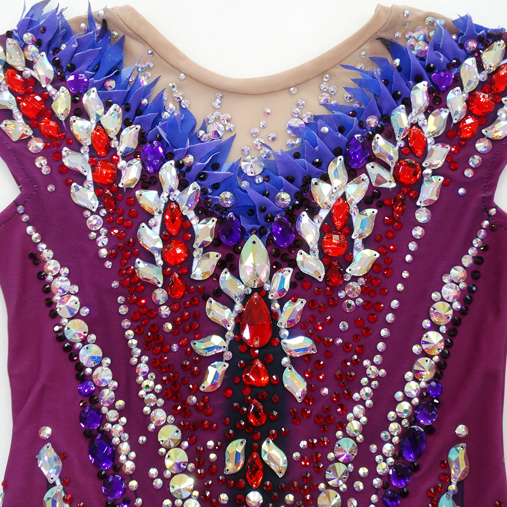 Rhythmic Gymnastics Leotards Women's Girls' Kids Dance Artistics Gymnastics Leotards Spandex High Elasticity Handmade Long Sleeve Competition Dance Ice Skating Dress