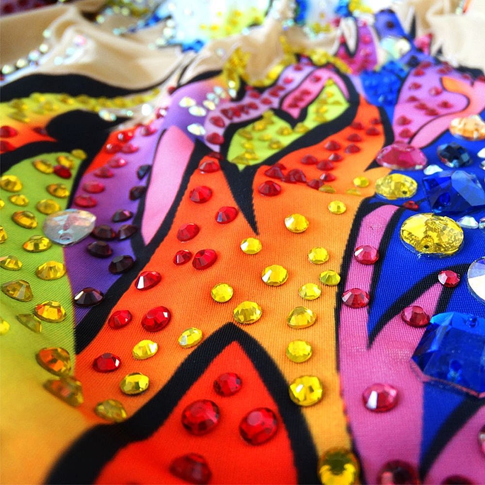 LUHUO Aerobatics Gymnastics Leotards Women's Boys' Kids Dance Yellow Kids Velvet High Elasticity Handmade Long Sleeve Competition Dance Ice Skating Dress