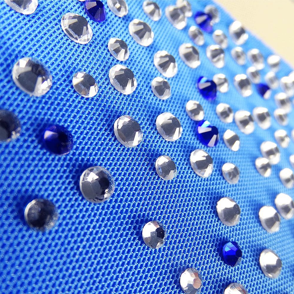 Ice Figure Skating Dress Children's Ice Skating Dress Blue Competition Skating Wear Breathable Solid Colored Long Sleeve Skating