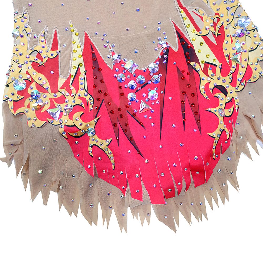 Women's Girls' Rhythmic Gymnastics Leotards Artistic Gymnastics Leotards Jeweled Pink Spandex Dance Ice Skating Artistic Gymnastics Leotard Sleeveless Sport Activewear Handmade