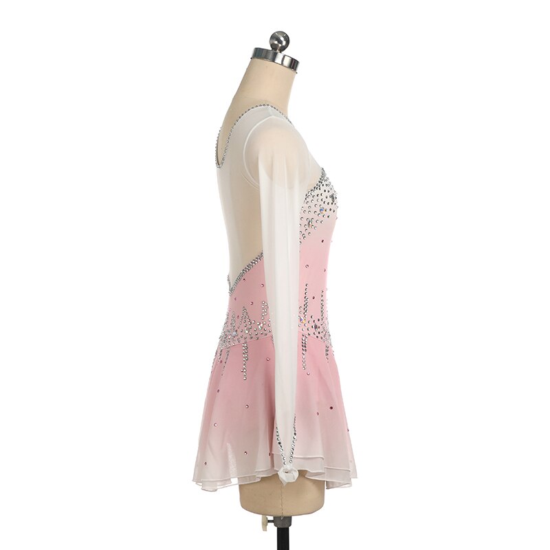 Figure Skating Costume Dress Customized Showwear Ice Skating Skirt for Girl Women Kids Patinaje Gymnastics Performance pink
