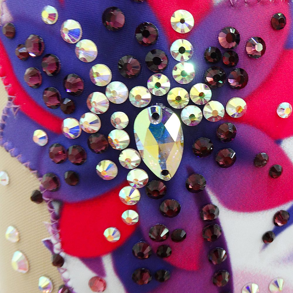 Figure Competitive Synchronized Swimming Suit Spandex & Mesh Gymnastics Leotards for Performance Dance Costume