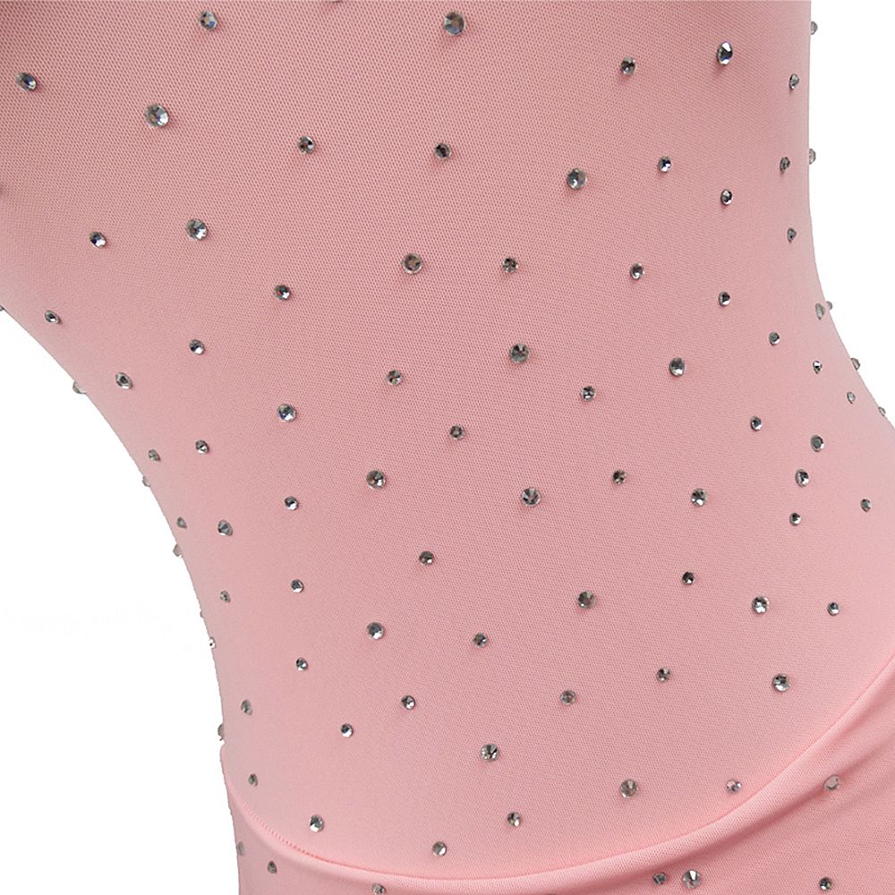 LIUHUO Ice Figure Skating Dance Dress Women's Pink Folded Fashion Training Competition Skating Wear Handmade Crystal / Rhinestone Solid Color Long Sleeve Ice Skating Costumes