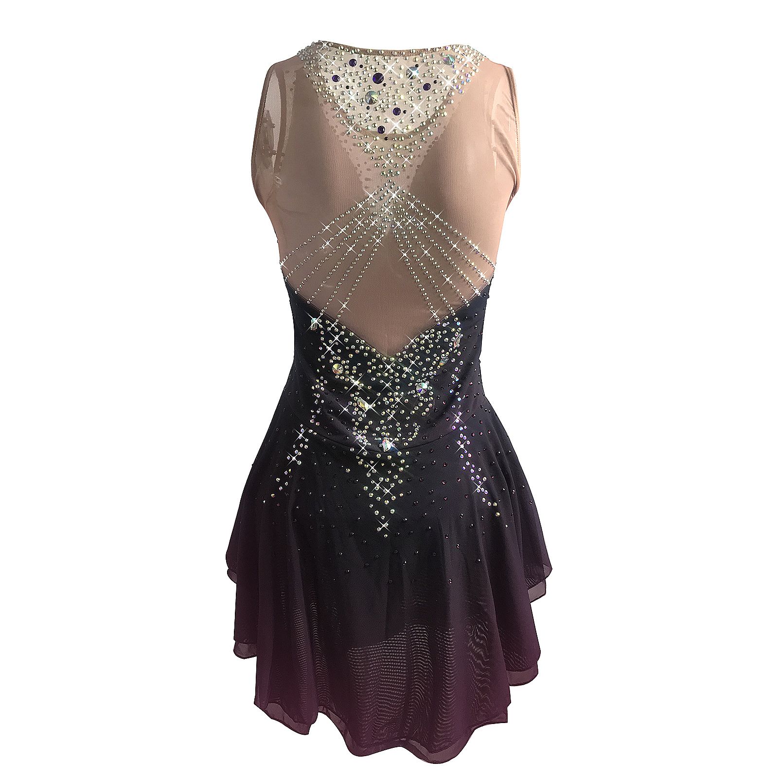 Handmade Figure Skating Dress Women's Girls' Ice Skating Dress Black Red Spandex High Elasticity Practice Competition Skating Wear Crystal / Rhinestone Long Sleeve Ice Skating Winter