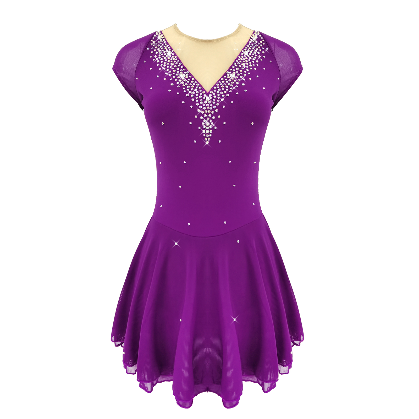 LIUHUO Handmade Figure Skating Dress Women's Girls' Ice Skating Dress Black Mesh Spandex High Elasticity Practice Competition Skating Wear Crystal / Rhinestone Long Sleeve Ice Skating Winter
