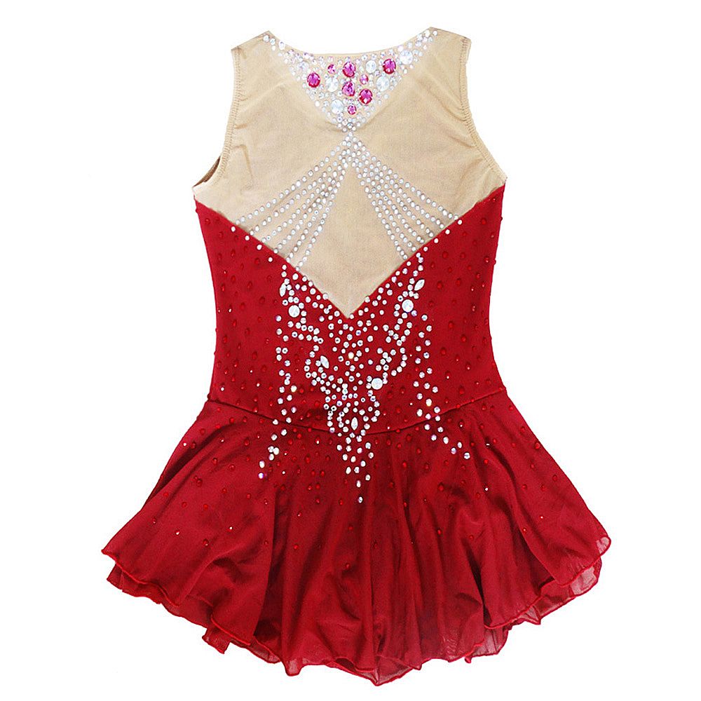 LIUHUO Figure Skating Dress Women's Girls' Red Spandex Training Competition Sleeveless Skating Wear Rhythmic Gymnastics Dress Kids Performance Wear Youth