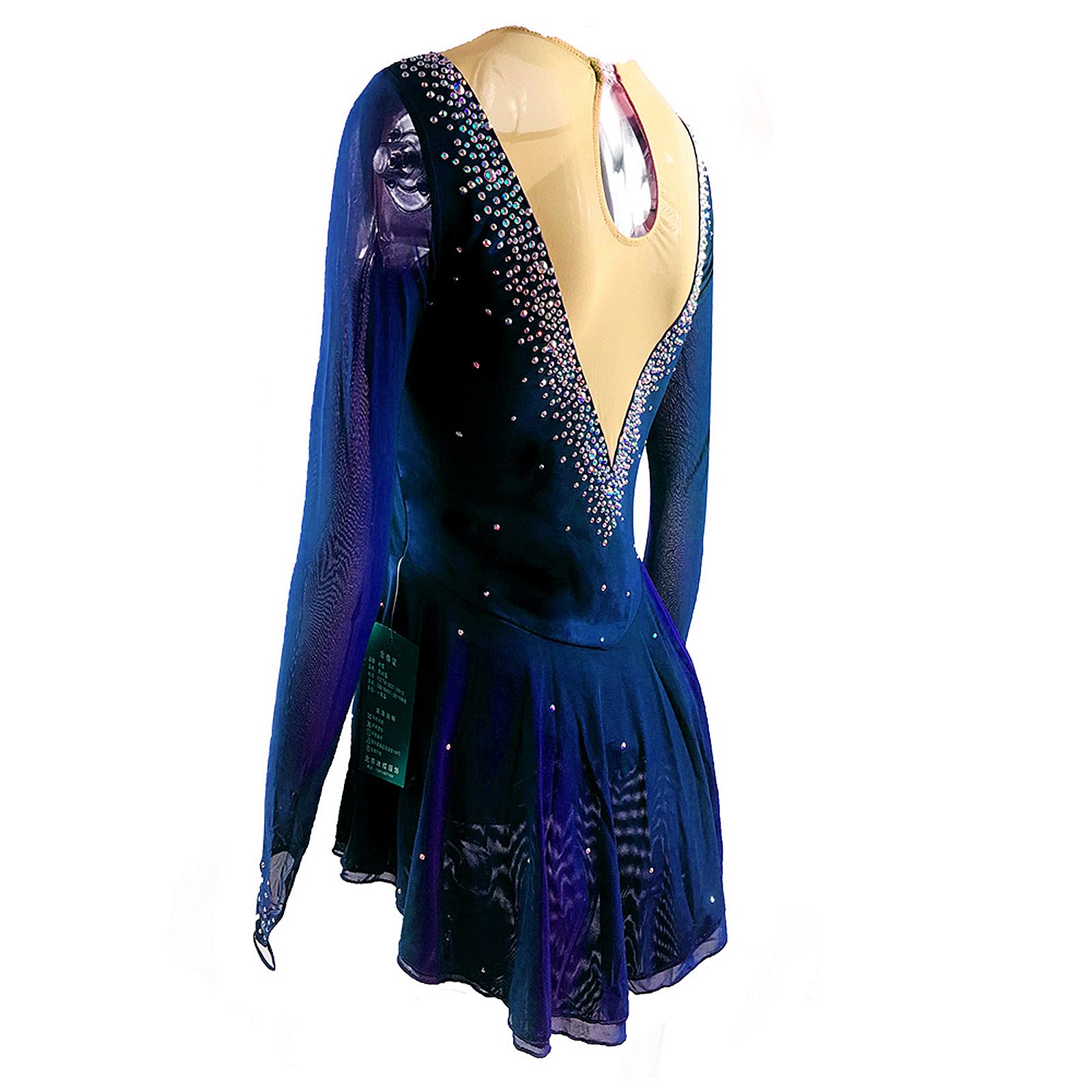 Ice Figure Skating Dress Girls' Black Blue Wine Red Spandex High Elasticity MeshTraining Competition Skating Wear Solid Colored Classic Crystal / Rhinestone / Kids Women