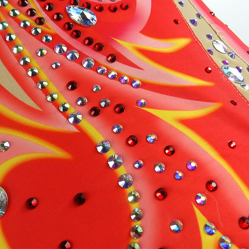 Girls Rhythmic Gymnastics Leotards Handmade Competition Dance Red Gymnastics Artistic Gymnastics Red Spandex