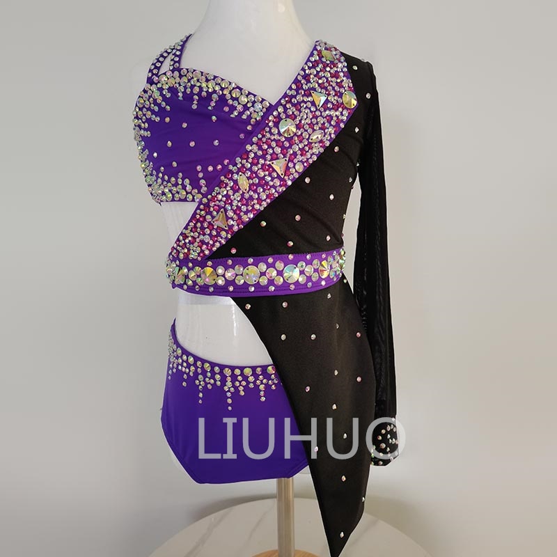 LIUHUO Lyrical Dance Dress Purple Backless Jazz Dance
