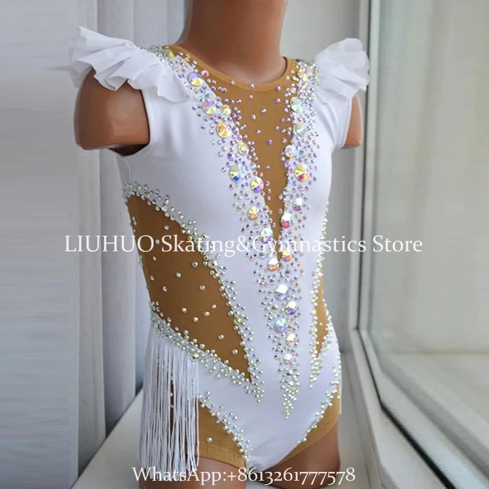Rhythmic Gymnastics Leotards Artistic Gymnastics Leotards Women's Girls' Leotard Mesh Spandex High Elasticity Handmade-LIUHUO