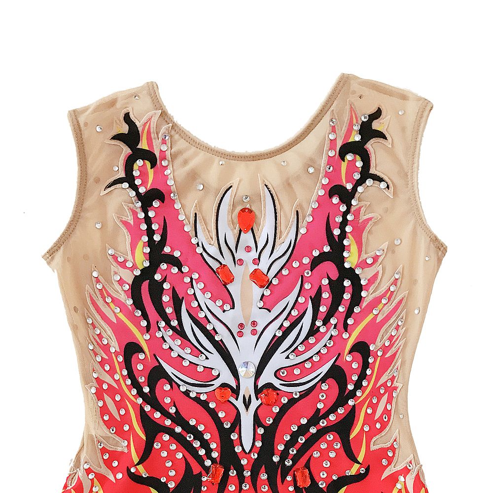 Rhythmic Gymnastics Leotards Women's Girls' Kids Artistic Gymnastics Leotards Spandex High Elasticity Breathable Handmade Sleeveless Training Competition Dance Rhythmic Gymnastics Dress