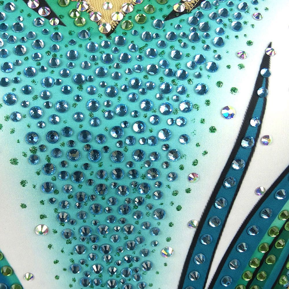 Women's Girls' Rhythmic Gymnastics Leotards Artistic Gymnastics Leotards Jeweled Blue Spandex Dance Rhythmic Gymnastics Artistic Gymnastics Leotard Sleeveless Sport Activewear Handmade