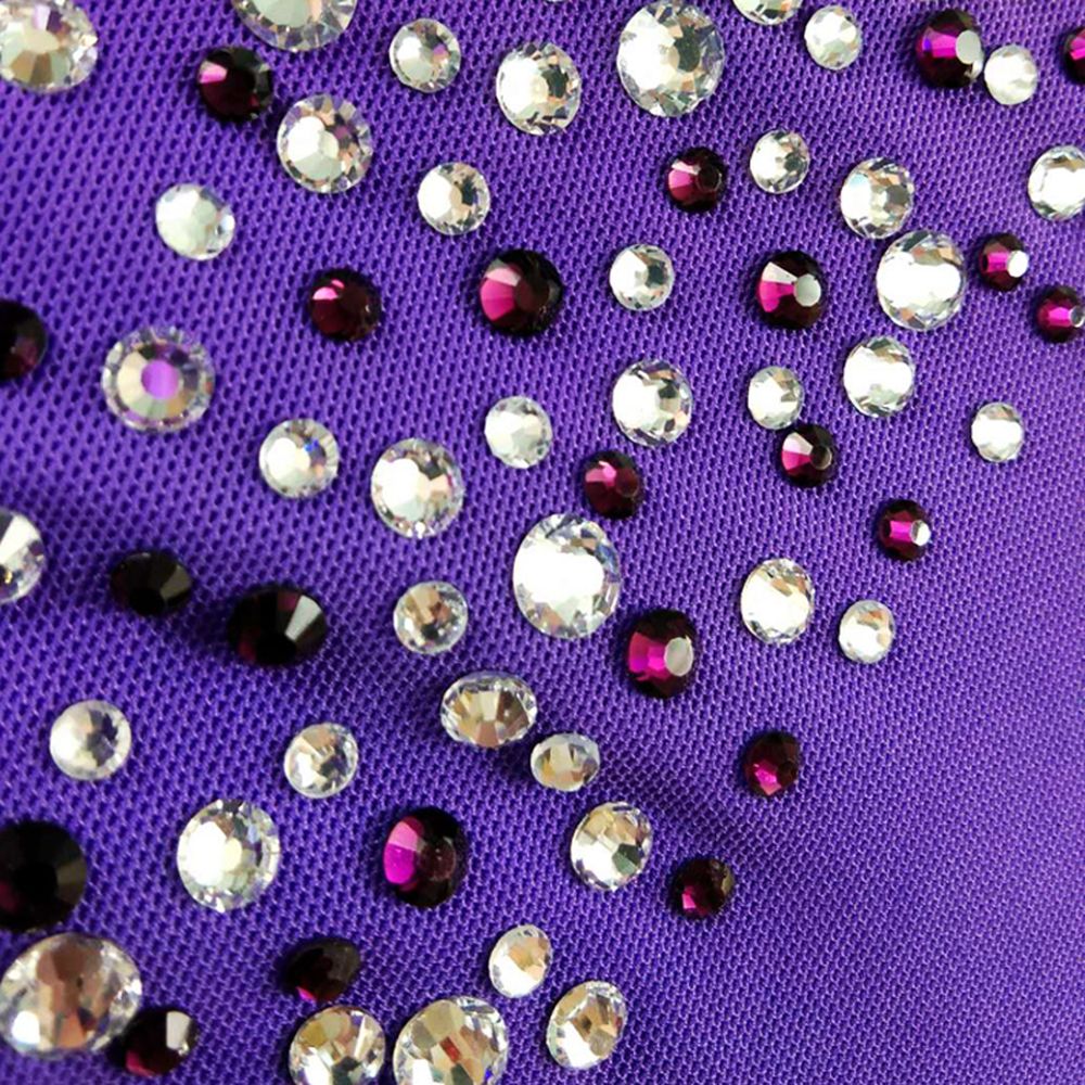 Figure Skating Dress Women's Girls' Ice Skating Dress Purple Gradient Chiffon Skrits Competition Skating Wear Quick Dry Anatomic Design Classic Long Sleeve Ice Skating Figure Skating