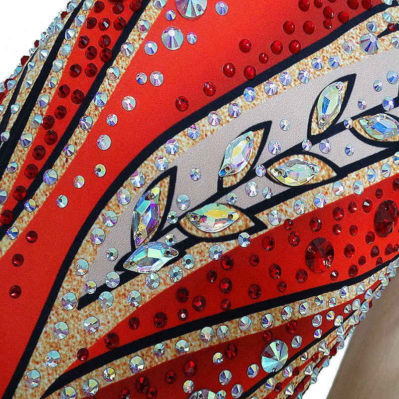 Rhythmic Gymnastics Leotards Women's Girls' Kids  Artistic Gymnastics Leotards Spandex Elastane High Elasticity Handmade Long Sleeve Competition Dance Ice Skating Rhythmic Gymnastics