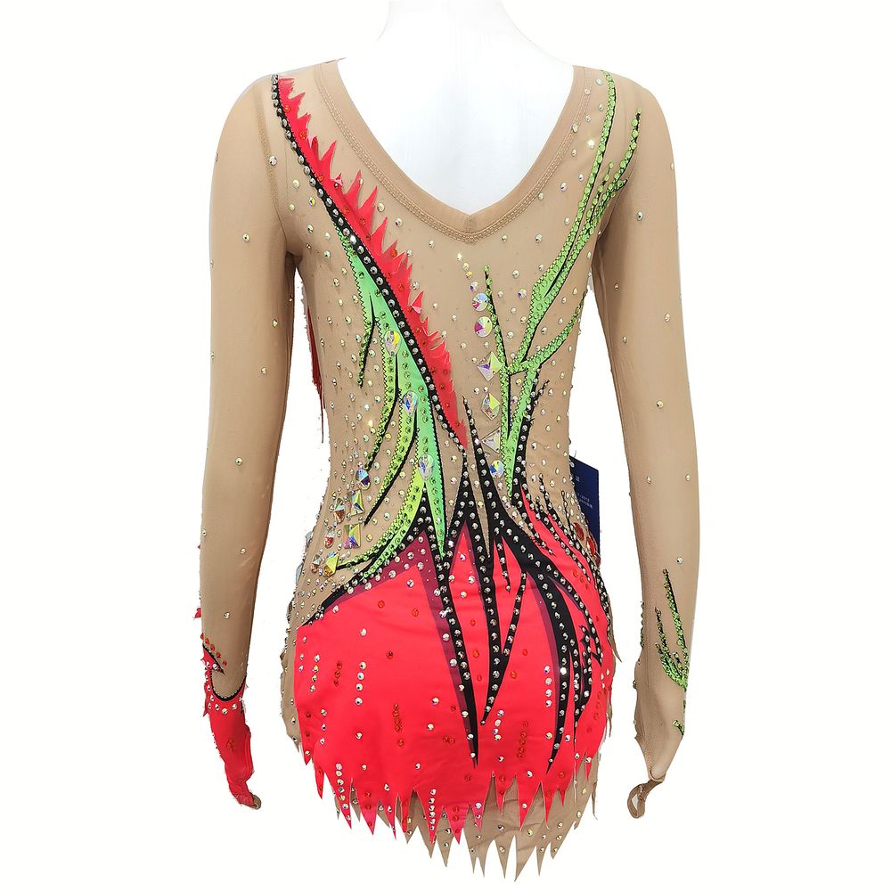 LUHUO Rhythmic Gymnastics Leotards Red Women's Girls' Kids Dance  Kids Tassels High Elasticity Handmade Long Sleeve Competition Dance Ice Skating Dress
