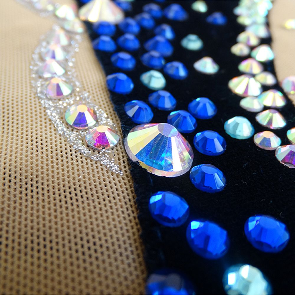 Aerobatics Gymnastics Leotards Girls Handmade Sleeveless Competition Dance Blue Rhythmic Gymnastics Artistic Gymnastics Blue