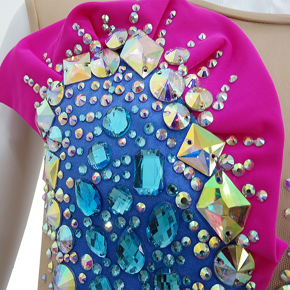 LUHUO Rhythmic Gymnastics Leotards Girls' Artistic Gymnastics Leotards Spandex High Elasticity Handmade Sleeveless Leotards