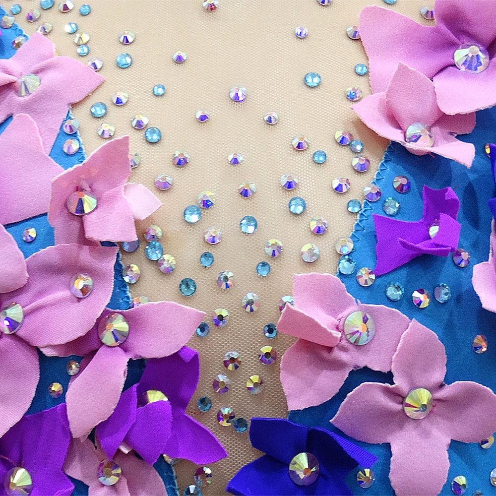 LUHUO Figure Rhythmic Gymnastics Leotards Girls' Artistic Gymnastics Competition Leotards Womens' Spandex High Elasticity Handmade Sleeveless Leotards for Performance