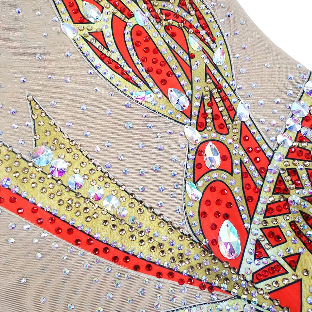 Rhythmic Gymnastics Leotards for Girls Youth Handmade Competition Dance Pink Figure Skating Dress Acrobatics Girls Gymnastics Artistic Leotard Pink