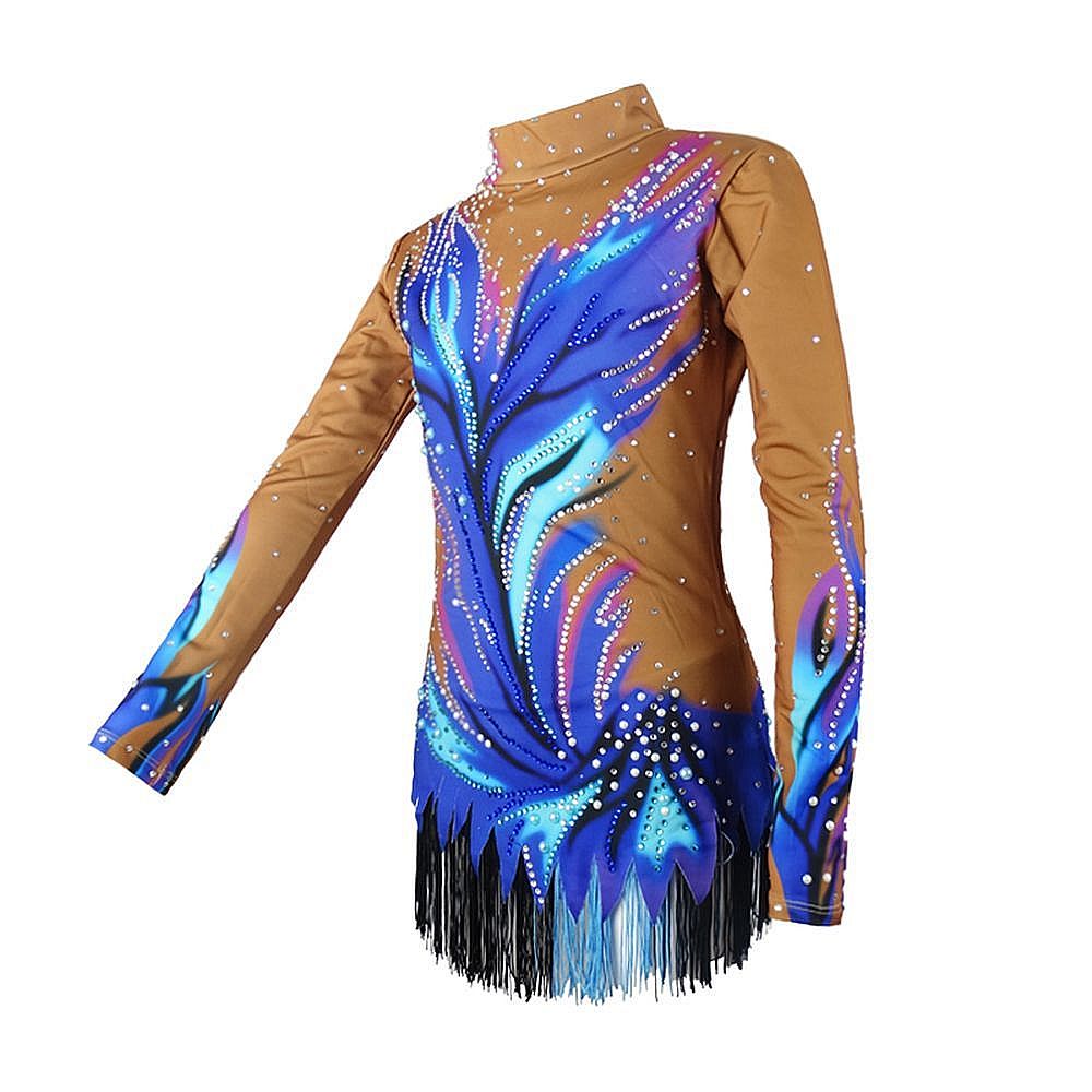 Rhythmic Gymnastics Leotards Girls Women Handmade Competition Dance Brown Figure Skating Dress Acrobatics Girls Gymnastics Artistic Leotard Pink
