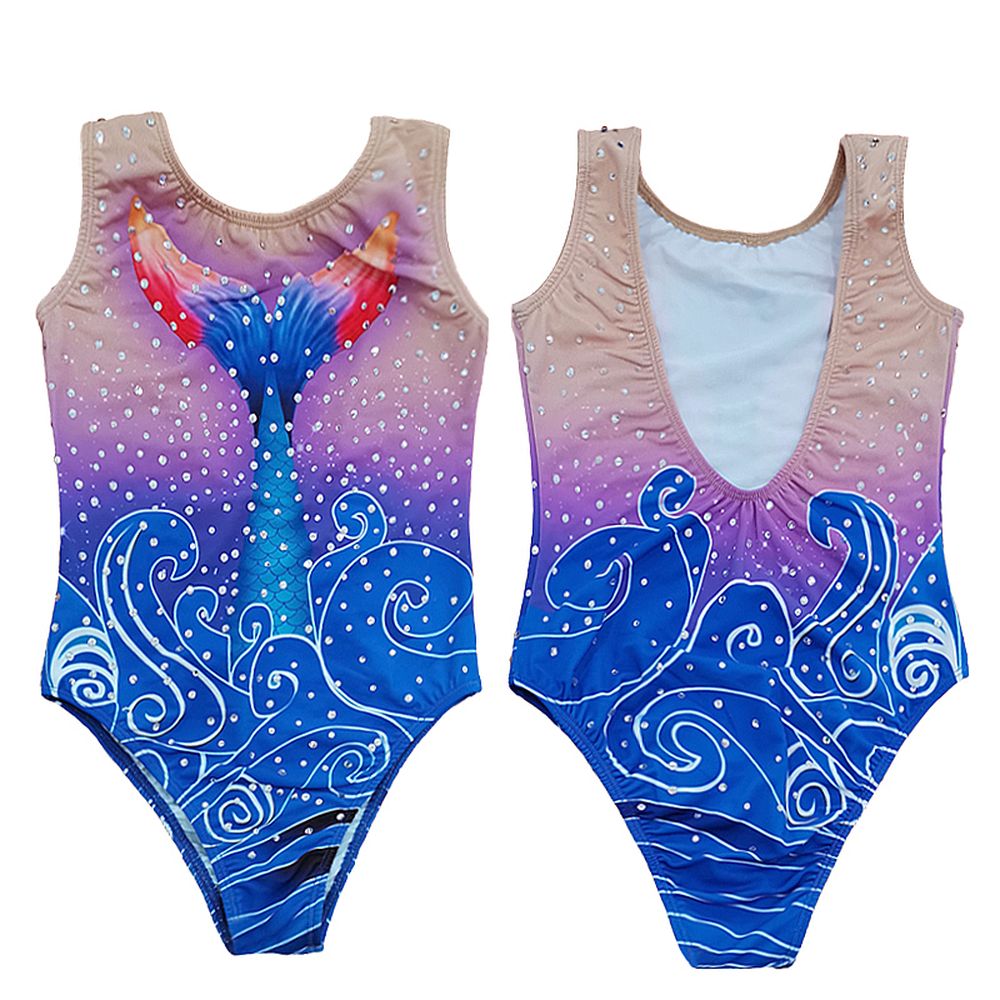 LUHUO Synchronized Swimsuit Women's Girls' Kids High Cut Kids Spandex Acrobatics Gymnastics Leotards Handmade Competition Dance Ice Skating Dress