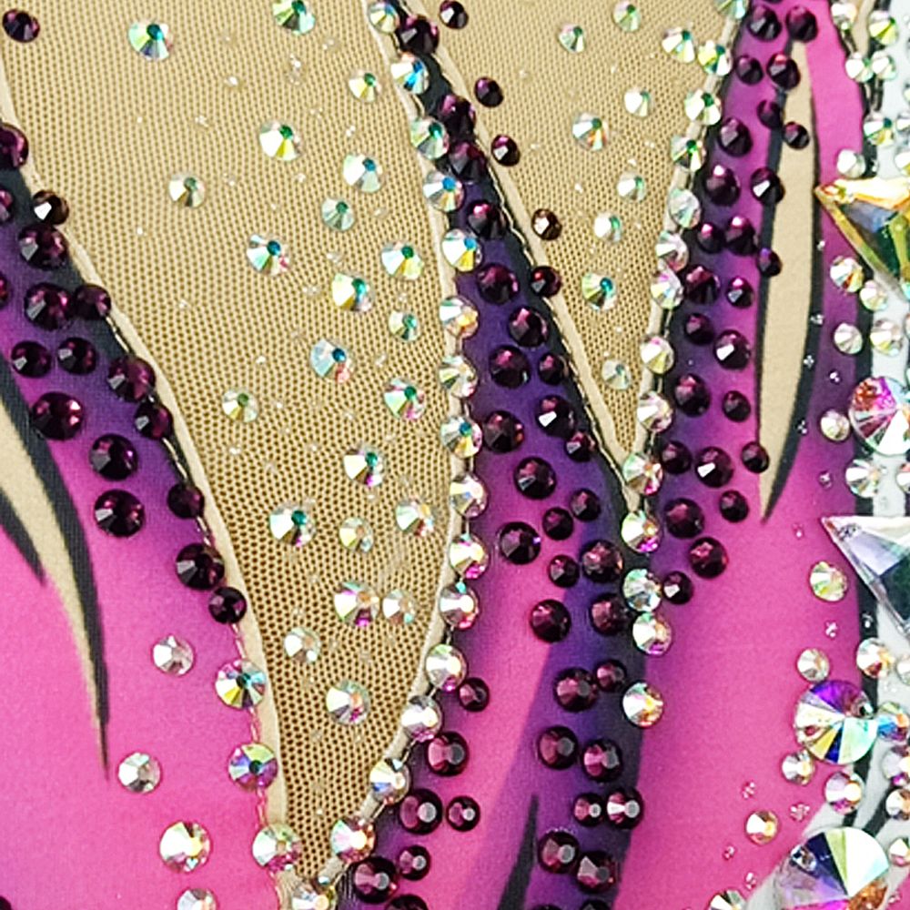 Rhythmic Gymnastics Leotards Handmade Competition Dance Pink Acrobatics Girls Gymnastics Artistic Leotard Pink