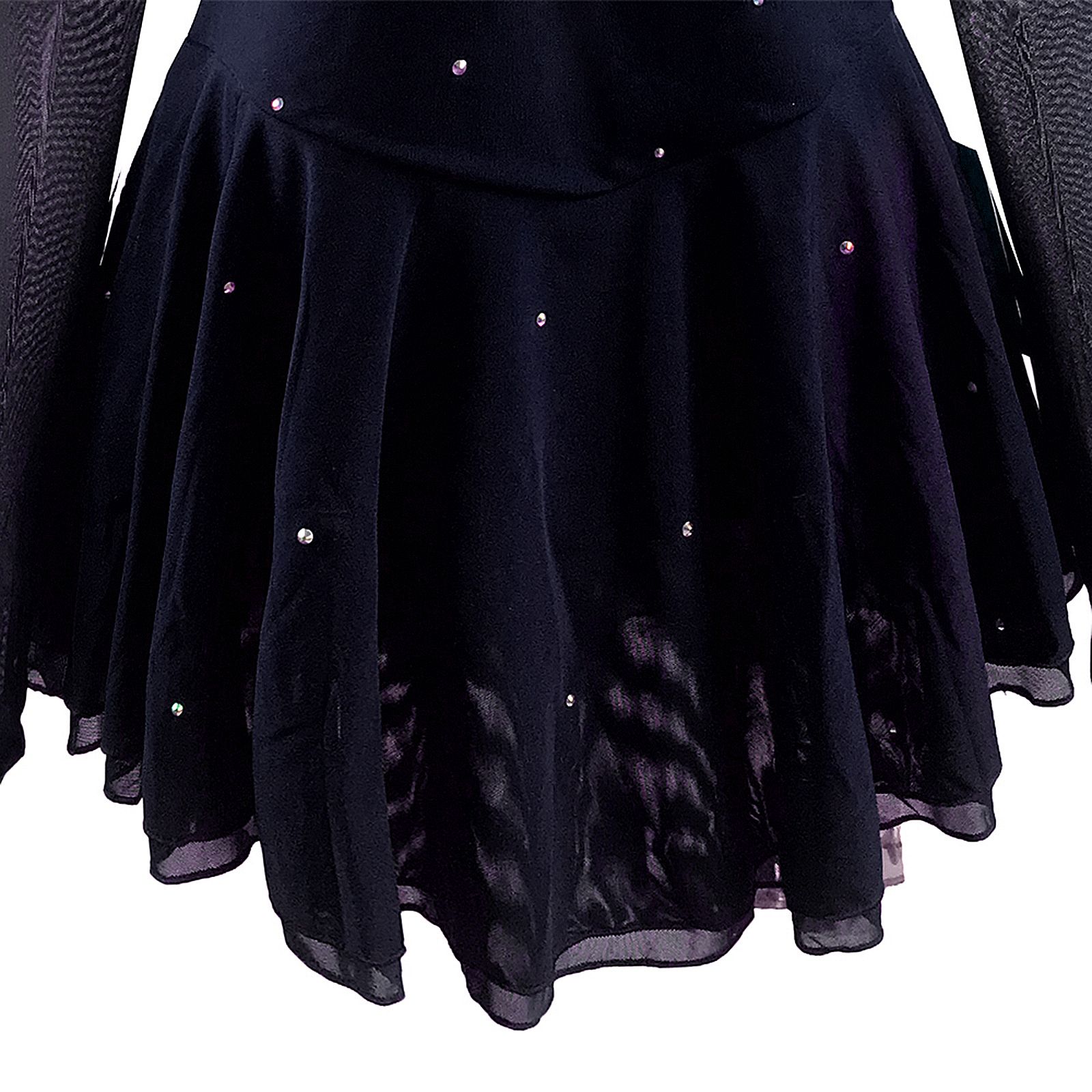 Ice Figure Skating Dress Girls' Black Blue Wine Red Spandex High Elasticity MeshTraining Competition Skating Wear Solid Colored Classic Crystal / Rhinestone / Kids Women