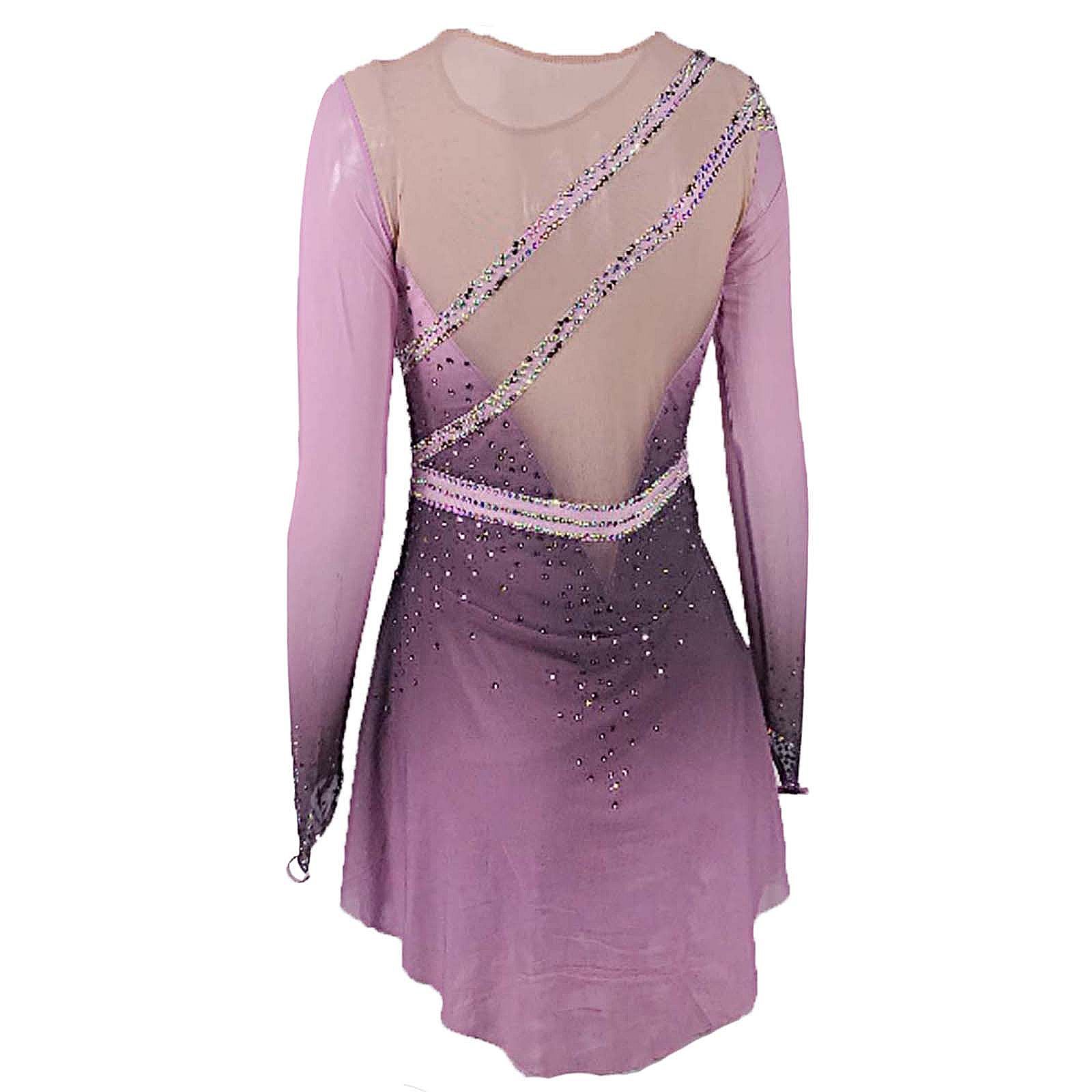 Ice Figure Skating Dress Women's Girls' Yan pink Violet Quality Crystals High Elasticity Training Competition Skating Wear Solid Colored Classic / Rhinestone / Kids Performance Wear