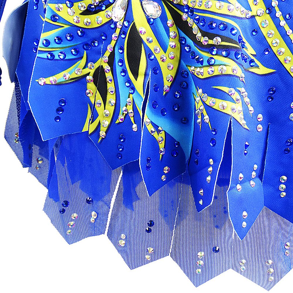 LIUHUO Gymnastics Leotards Girls Handmade Sleeveless Competition Dance Blue Ice Skating Dress Artistic Gymnastics Unitards