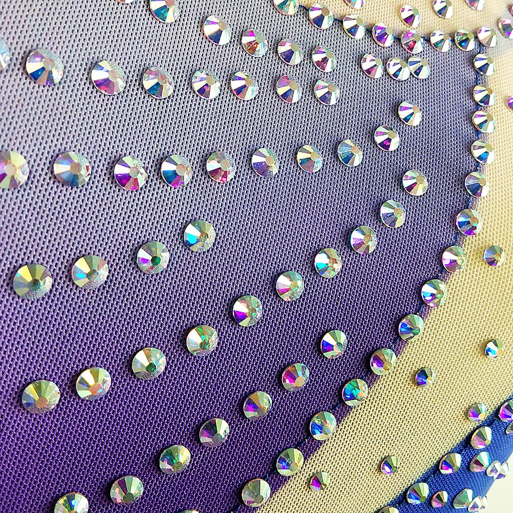 Figure Skating Dress Women's Girls' Ice Skating Dress Purple Gradient Spandex High Elasticity Competition Skating Wear Quick Dry Anatomic Design Classic Long Sleeve Ice Skating Figure Skating