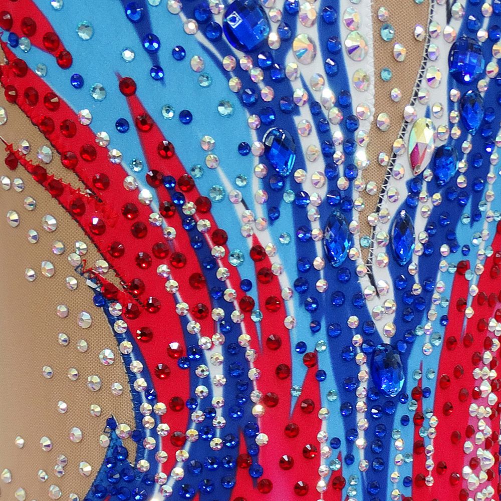 Girls' Synchronized Swimming Suit Beautiful Spandex Acrobatics Gymnastics Leotards for Competition Handmade Performance Costume