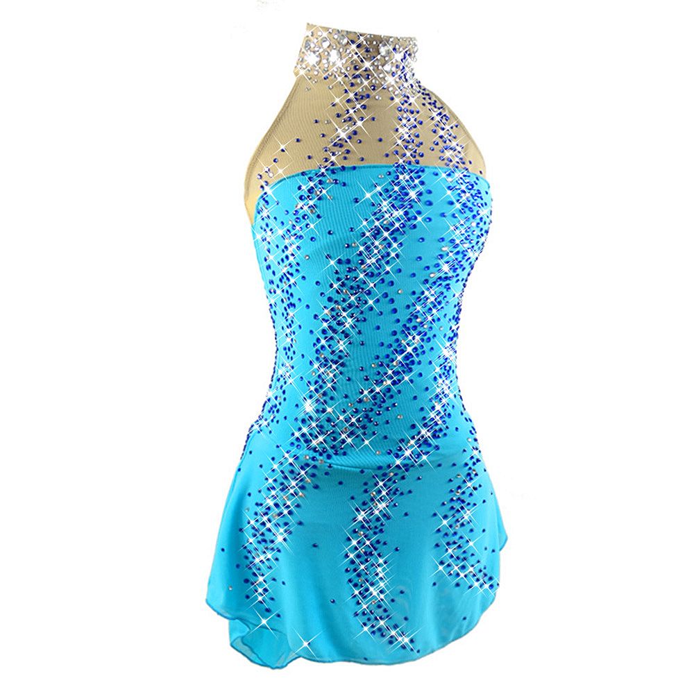 LIUHUO Figure Skating Dress Women's Ice Skating Dress Light Blue Leisure Sports Competition Skating Wear Breathable Solid Colored Long Sleeve Skating