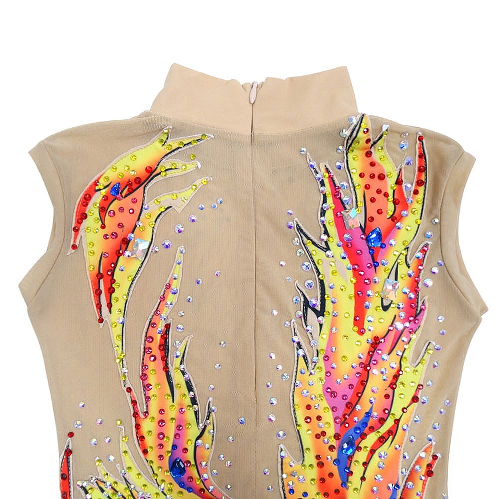 Women's Girls' Rhythmic Gymnastics Leotards Artistic Gymnastics Leotards Jeweled Red Spandex Dance Rhythmic Gymnastics Artistic Gymnastics Leotard Sleeveless Sport Activewear Handmade