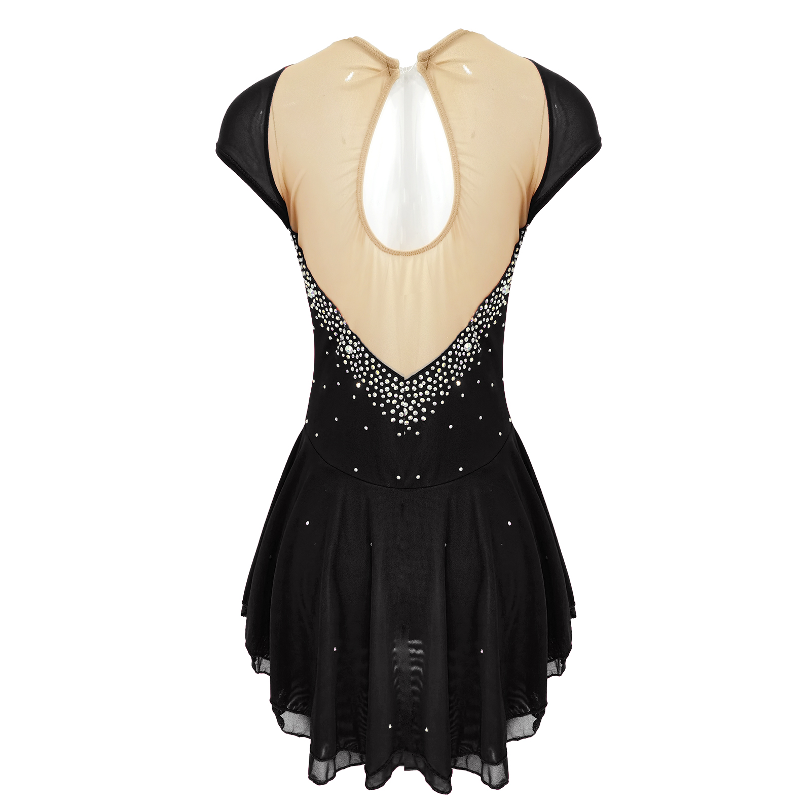 LIUHUO Handmade Figure Skating Dress Women's Girls' Ice Skating Dress Black Mesh Spandex High Elasticity Practice Competition Skating Wear Crystal / Rhinestone Long Sleeve Ice Skating Winter