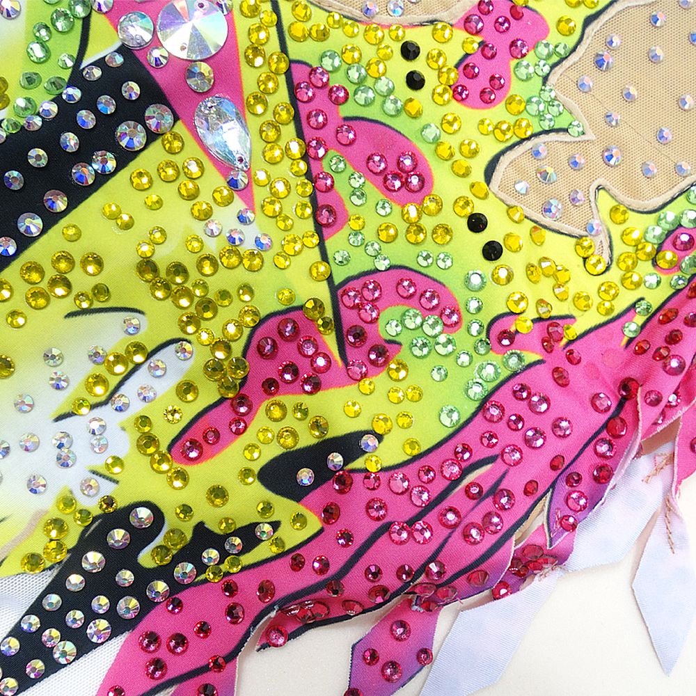 Women's Girls' Rhythmic Gymnastics Leotards Artistic Gymnastics Leotards Jeweled Pink Spandex Dance Rhythmic Gymnastics Artistic Gymnastics Leotard Sleeveless Sport Activewear Handmade