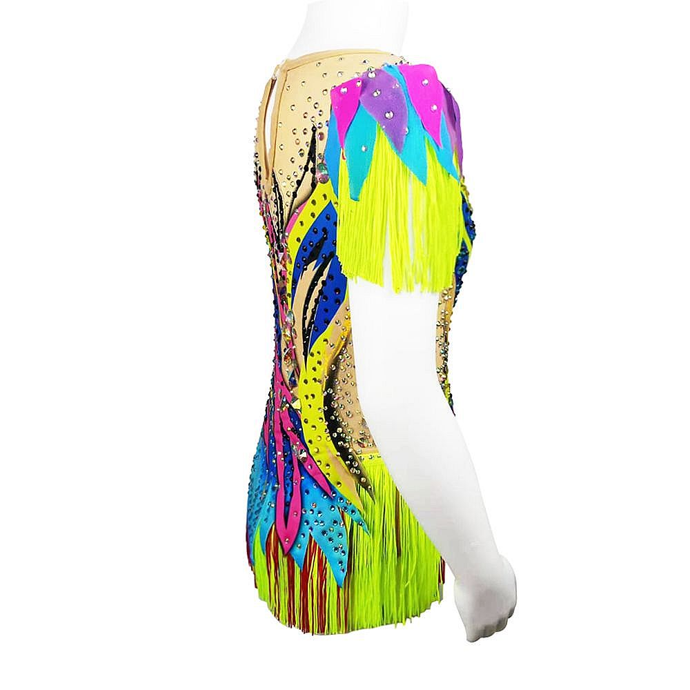 Rhythmic Gymnastics Leotards Women Girls Competition Dance Yellow Figure Skating Dress Training Gymnastics Artistic Leotard