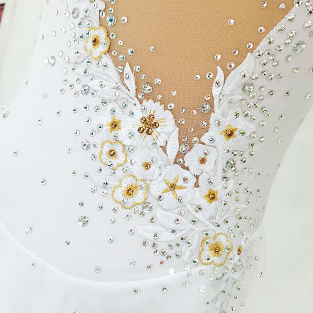 Ice Figure Skating Dress Women High Elasticity Training Competition Skating Wear White Sleeveless Classic / Rhinestone / Kids Performance Wear