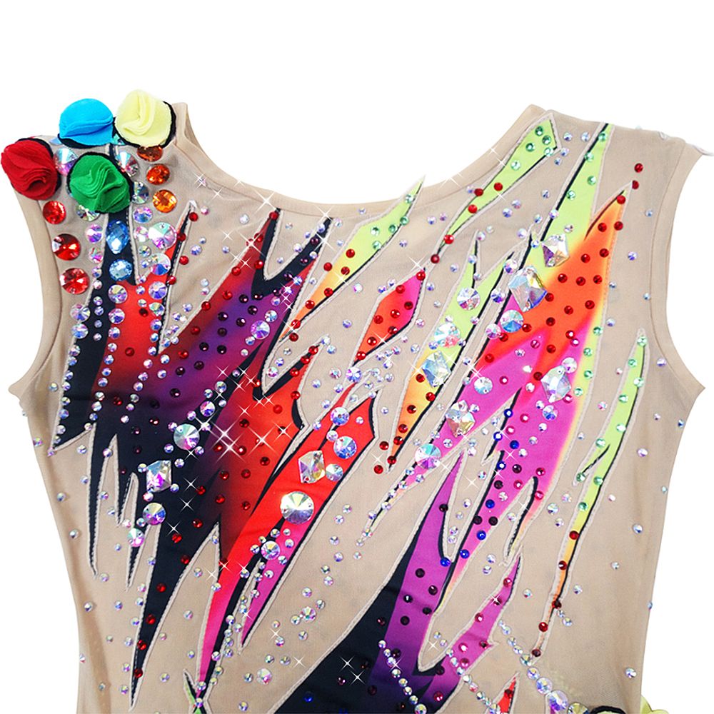 Women's Girls' Rhythmic Gymnastics Leotards Artistic Gymnastics Leotards Jeweled Pink Spandex Dance Artistics Gymnastics Artistic Gymnastics Leotard Sleeveless Sport Activewear Handmade