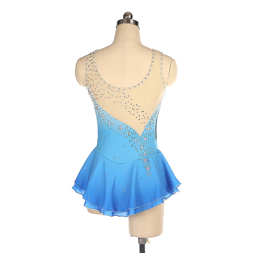 LIUHUO Figure Skating Dress Women's Girls' Ice Skating Dress Blue Mesh Spandex High Elasticity Practice Competition Skating Wear Crystal / Rhinestone Long Sleeve Ice Skating Winter
