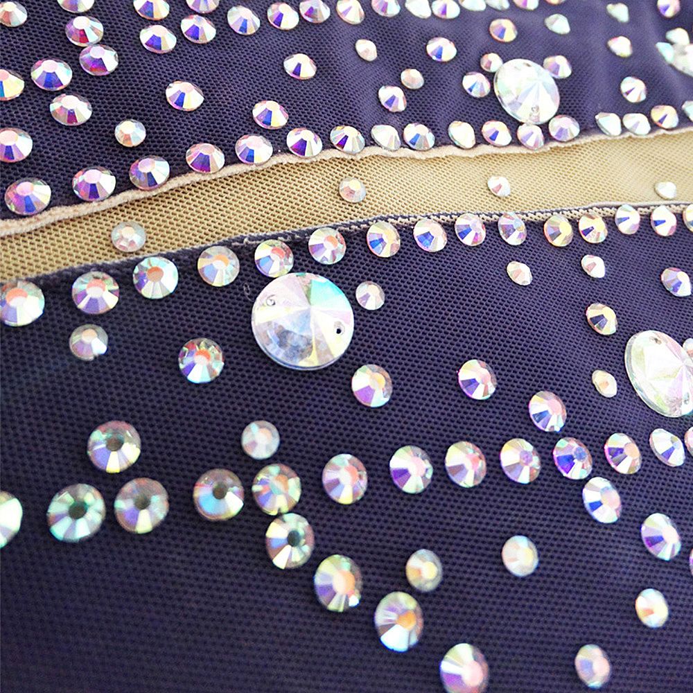 Figure Skating Dress Women's Girls' Ice Skating Dress Grey Back Cross Spandex High Elasticity Training Competition Skating Wear Handmade Crystal / Rhinestone Gradient Color Long Sleeve Ice Skating