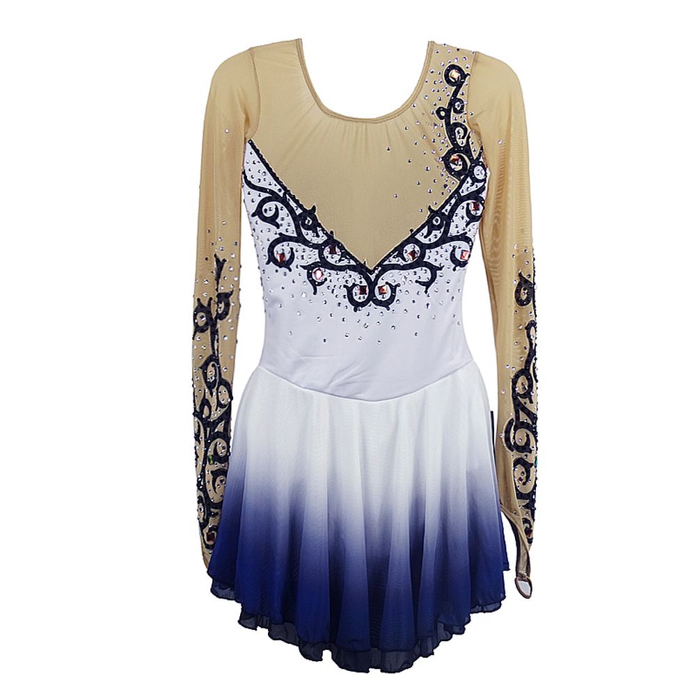 Figure Skating Dress Women's Ice Skating Dress White Leisure Sports Competition Skating Wear Breathable Solid Colored Long Sleeve Skating