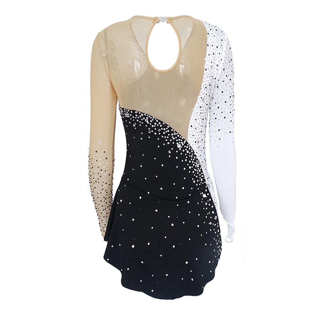 LIUHUO Ice Figure Skating Dress Girls' Black Women Spandex High Elasticity MeshTraining Competition Skating Wear Solid Colored Classic Crystal / Rhinestone / Kids Women