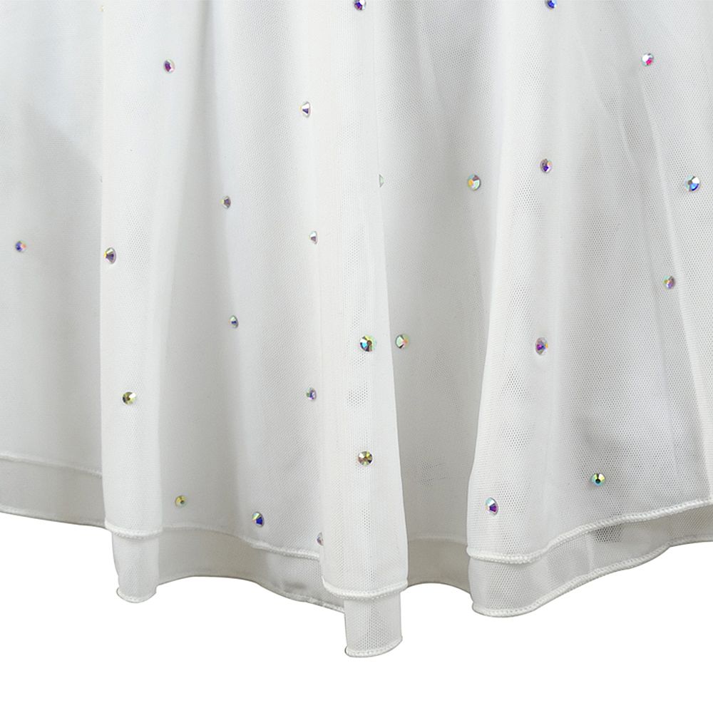 Girls Ice Figure Skating Dress Women's White Pearls Diamonds High Elasticity Training Competition Skating Wear Handmade Crystal / Rhinestone Gradient Color Long Sleeve Ice Skating