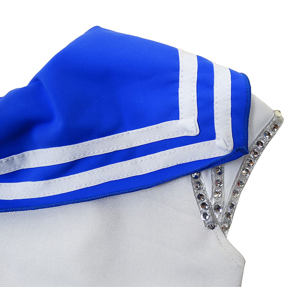 Ice Figure Skating Dress Youth Ice Skating Dress Blue Gradient Competition Skating Wear Breathable Solid Colored Long Sleeve Skating