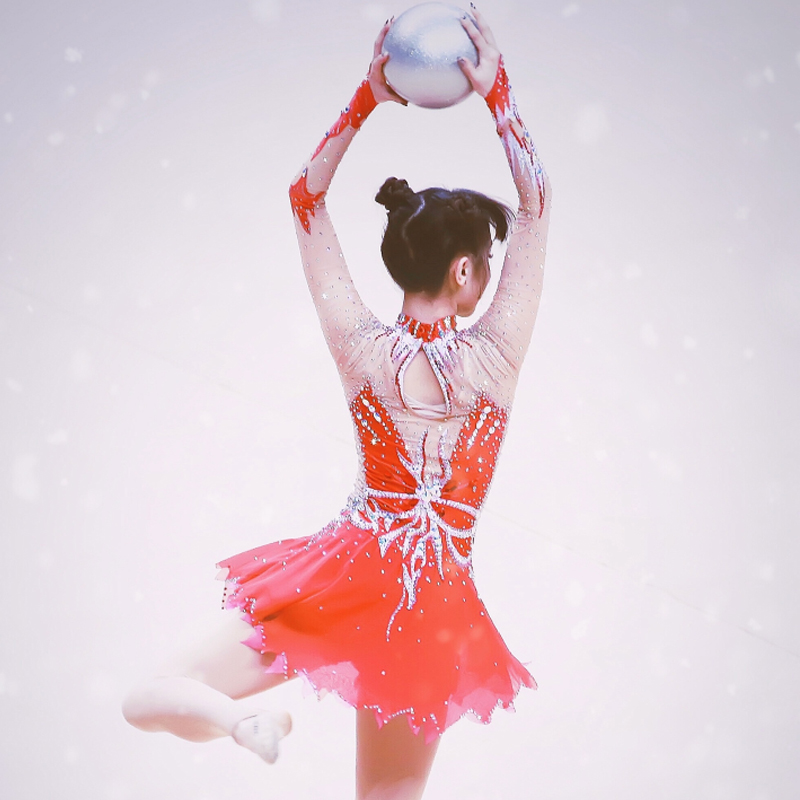 Women Girls Ice Figure Skating Dress Black Velvet Stretchy Mesh High Elasticity Training Competition Skating Wear Handmade Crystal / Rhinestone Solid Color Long Sleeve Ice Skating