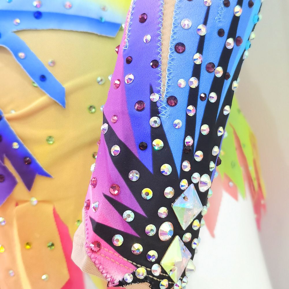 LUHUO Rhythmic Gymnastics Leotards Pink Women's Girls' Kids Dance Kids High Elasticity Handmade Long Sleeve Competition Dance Ice Skating Dress