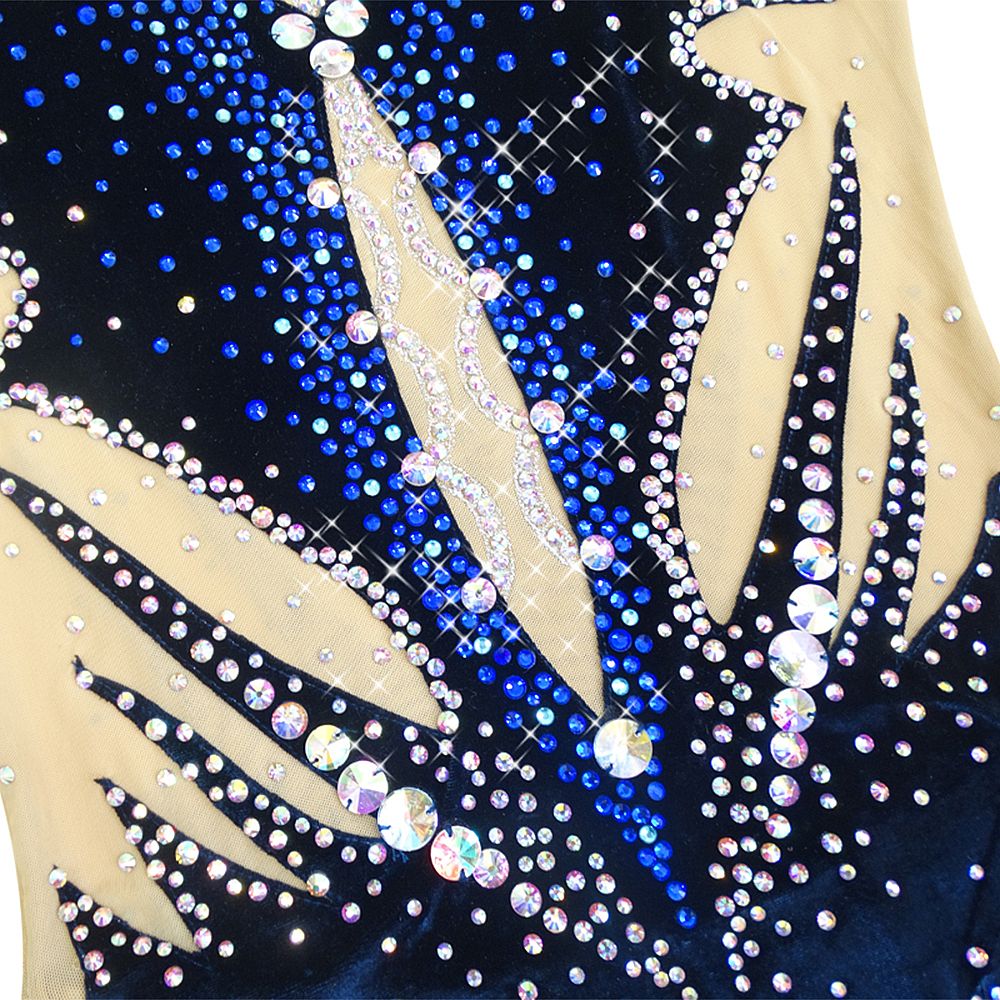 Aerobatics Gymnastics Leotards Girls Handmade Sleeveless Competition Dance Blue Rhythmic Gymnastics Artistic Gymnastics Blue