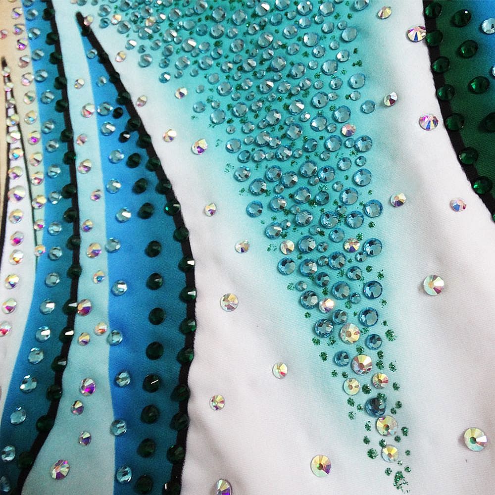 Women's Girls' Rhythmic Gymnastics Leotards Artistic Gymnastics Leotards Jeweled Blue Spandex Dance Rhythmic Gymnastics Artistic Gymnastics Leotard Sleeveless Sport Activewear Handmade